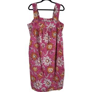 Dreams & Co Sleepwear Pajama Dress 1x Womens Plus Size Pink Floral Midi Pullover
